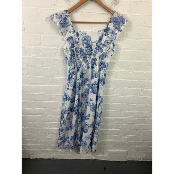 DaphineLo Women's Ruffle Dress Scoop Neck Sleeveless Floral White Size Large - Picture 3 of 9